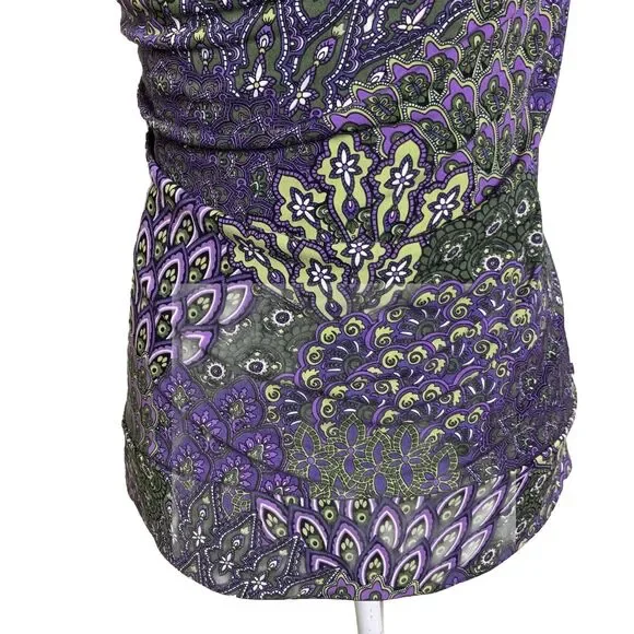 Vintage Y2K Purple Floral Top Tunic Embellished Retro Fairy Goth Medium - Picture 3 of 13